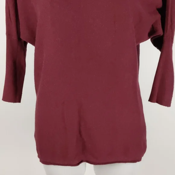 Dotti Women's Top Size Small Maroon 3/4 Sleeve Hi-Low Hem Round Neckline Jumper - Picture 4 of 14